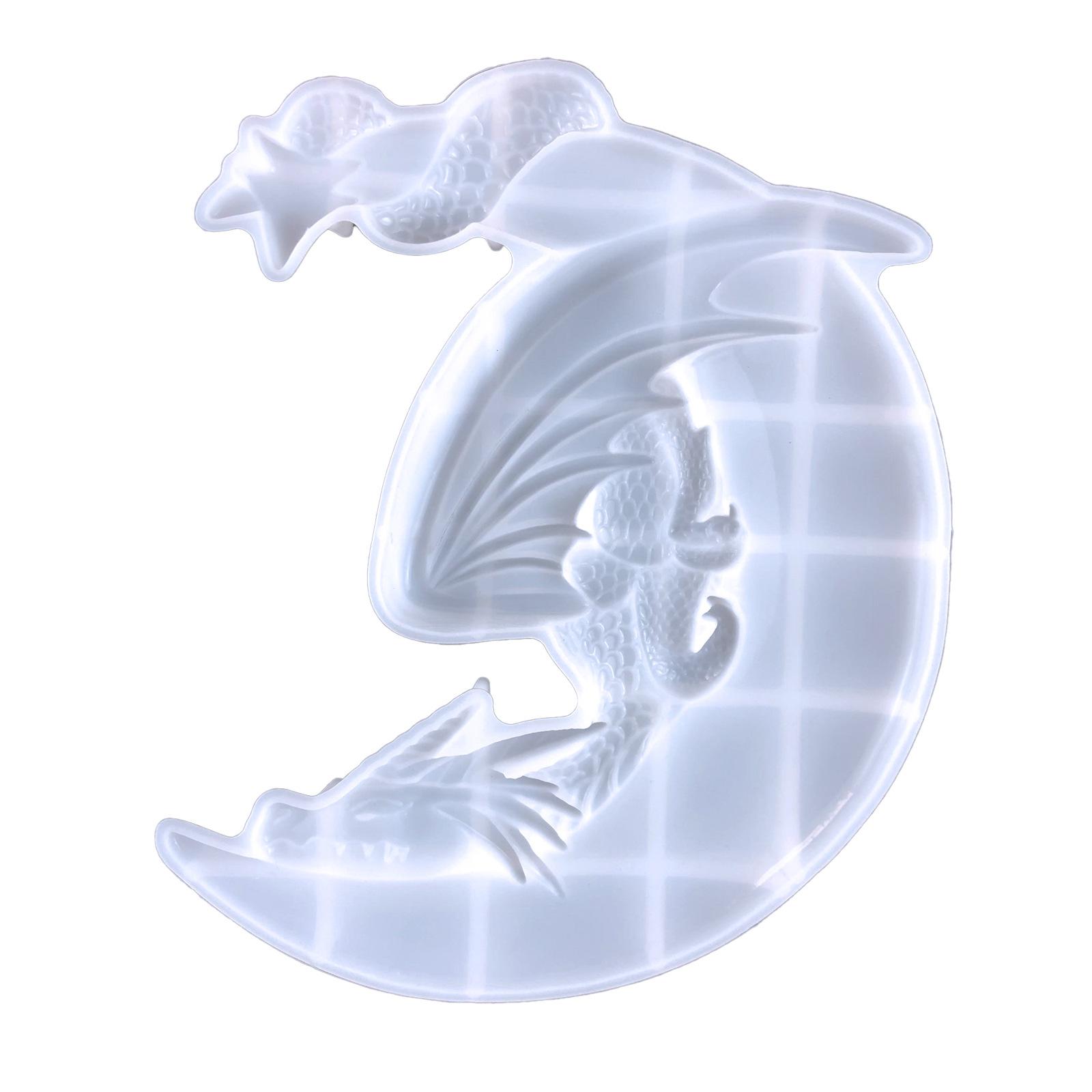 

Moon Flying Dragon Epoxy Resin Mold DIY Wall Decorative Pendant Half Three-dimensional Flying Dragon Moon Pendant Silicone Mold білий