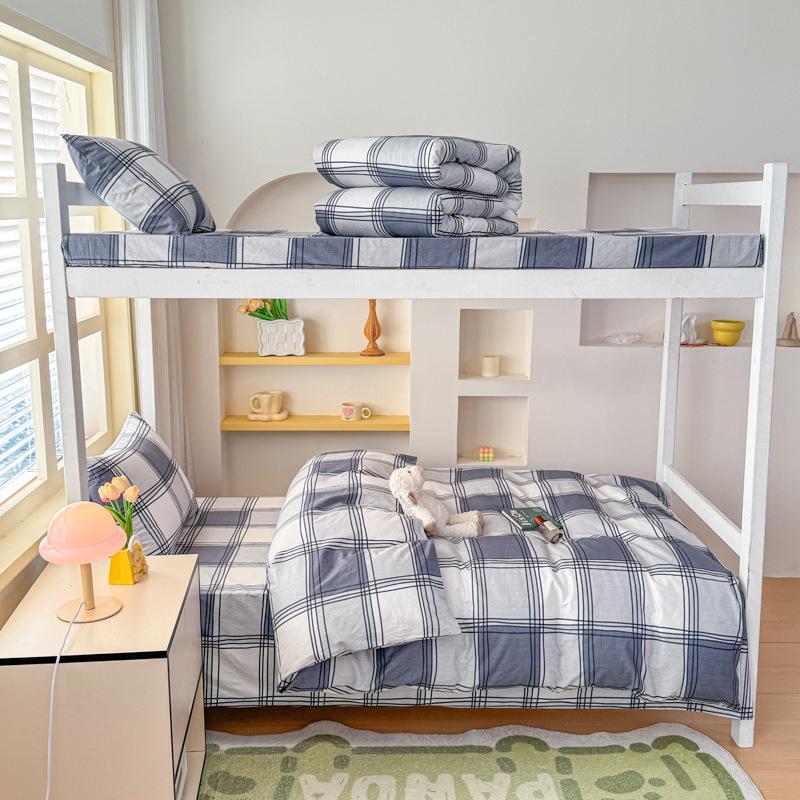 2026 Pure Cotton Student Three-Piece Dorm Set: Bunk Bed Sheet & Duvet Cover