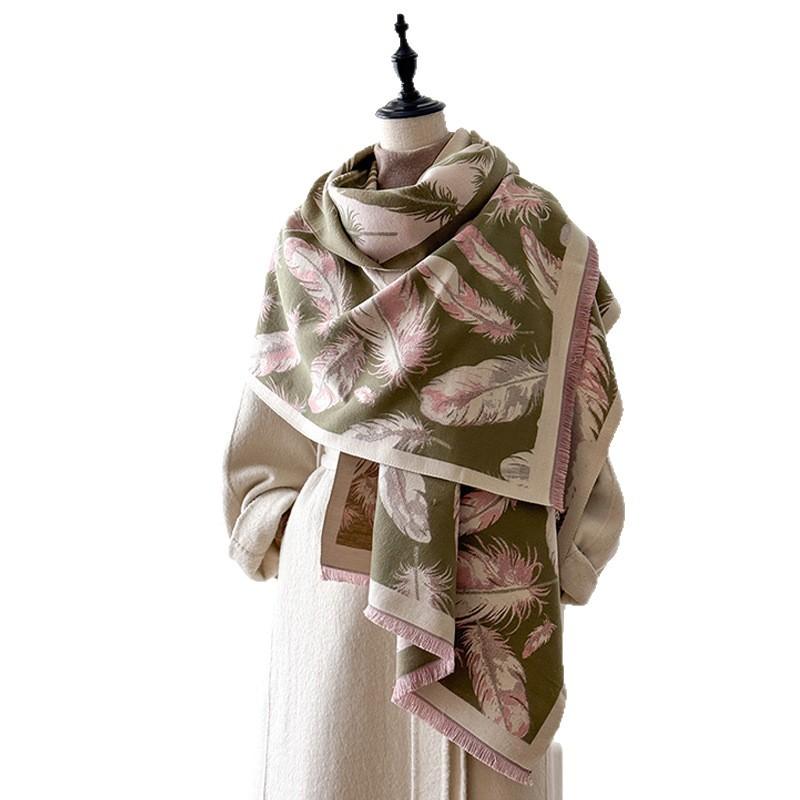 New feather imitation cashmere scarf women's autumn and winter cute versatile thickened warm student dual-purpose shawl scarf