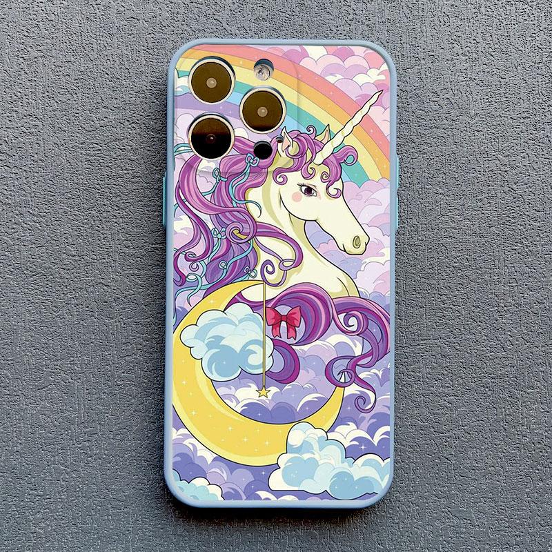 Cartoon Unicorn Phone Case For iPhone 12 13 Pro Max Mini XR XS X 8 7 Plus Back Cover For iPhone 11 14 Pro Max Shockproof Shells