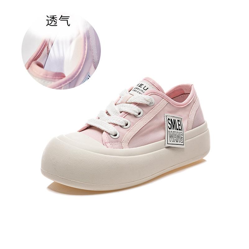 

Первый слой овчины, большие белые туфли с большой головой, женские, лето 2025, новые дышащие женские туфли для спорта и отдыха, сноуборд-туфли с круглой головой, одинарные 35 розовый