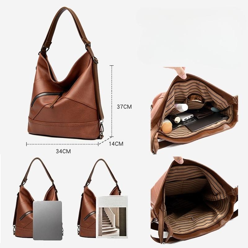 Soft Leather Tote Bag, Multi-functional, Can Be Worn As A Backpack, Shoulder Bag, or Crossbody Bag, Casual Large Capacity Women's Bag.