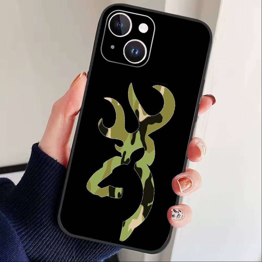 Deer Hunting Camo  Phone Case For iPhone17,16,15,14,13,12 Plus,Max Soft Silicone Black Cover iPhone13