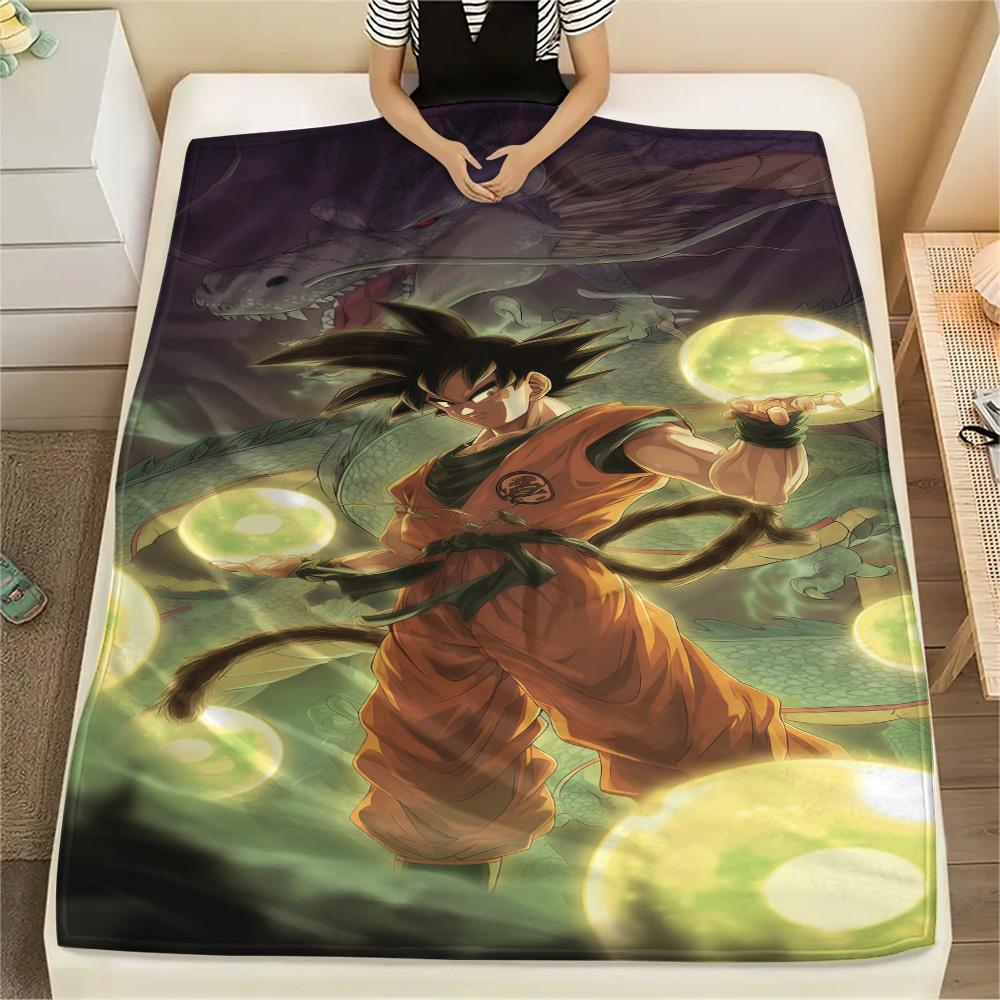 1PC Son Goku Patterned Flannel Blanket Suitable For All Seasons For Home Decor Warmth And Comfort Gifts Holiday Present