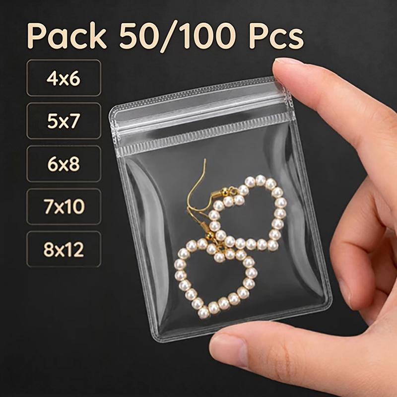 Thick Transparent Pvc Seal Bag 50/100 Units Transparent Pvc Bags With Closure For Jewelry Storage Bags