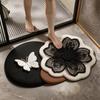 Absorbent Surface 3D Floral Butterfly Carpet Shower Mat  For Living Room Tea Table Bedside
