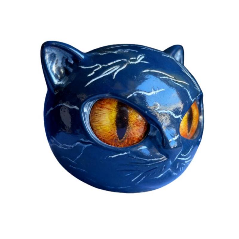 

1Pcs Yellow Luxurious Black Cat Stone Resin Sculpture - Elegant Volcanic Rock Effect Statue with Intricate Marble Pattey Required, Perfect