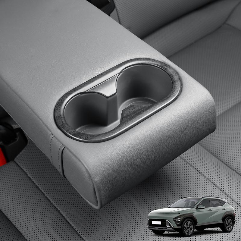 For Hyundai Kona SX2 2024 2025 2026 Carbon Fiber Rear Row Water Cup Holder Frame Trim Cover Red Car Interior Accessories