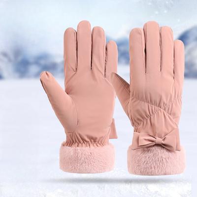Ziemas Sieviešu Slēpošanas Cimdi Modes Bante Plus Vilnas Sabiezināti Silti Cimdi Braukšanai Pretvēja Skārienjutīgi Cimdi