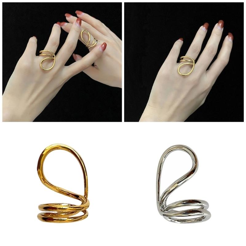 Elegant Abstract Rings Fashion Finger Rings Hollow Rings Copper Texture Perfect for Art Lovers and Trendsetters Present
