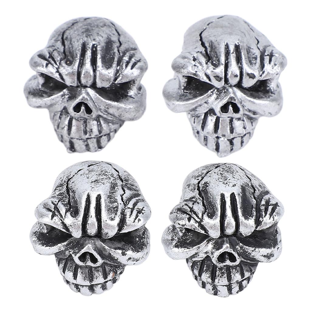 4PCS Tires Valve Stem Cap Universal Fit Skull Style Cool Look Valve Stem Cover for Car Truck Bike
