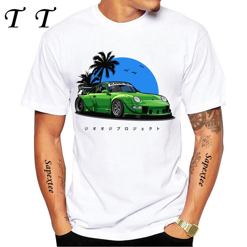 New Summer Men Short Sleeve RWB 997 Manga Style It All Starts With A Dream Car Classic T-Shirt Hip Hop Boy White Casual Tees