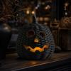 with LED Candle Black Jack-O Lantern Candy Storage Basket  Halloween Decoration