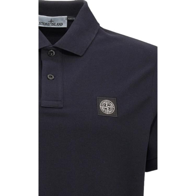 Stone Island Solid Color Logo Patch Polo Shirt Men tops Navy-Blue 81152SC17-A0020