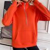 Autumn Winter Women's Lapel Zip Pullover Long Sleeve Casual Pocket Solid Hoodie Top for Women
