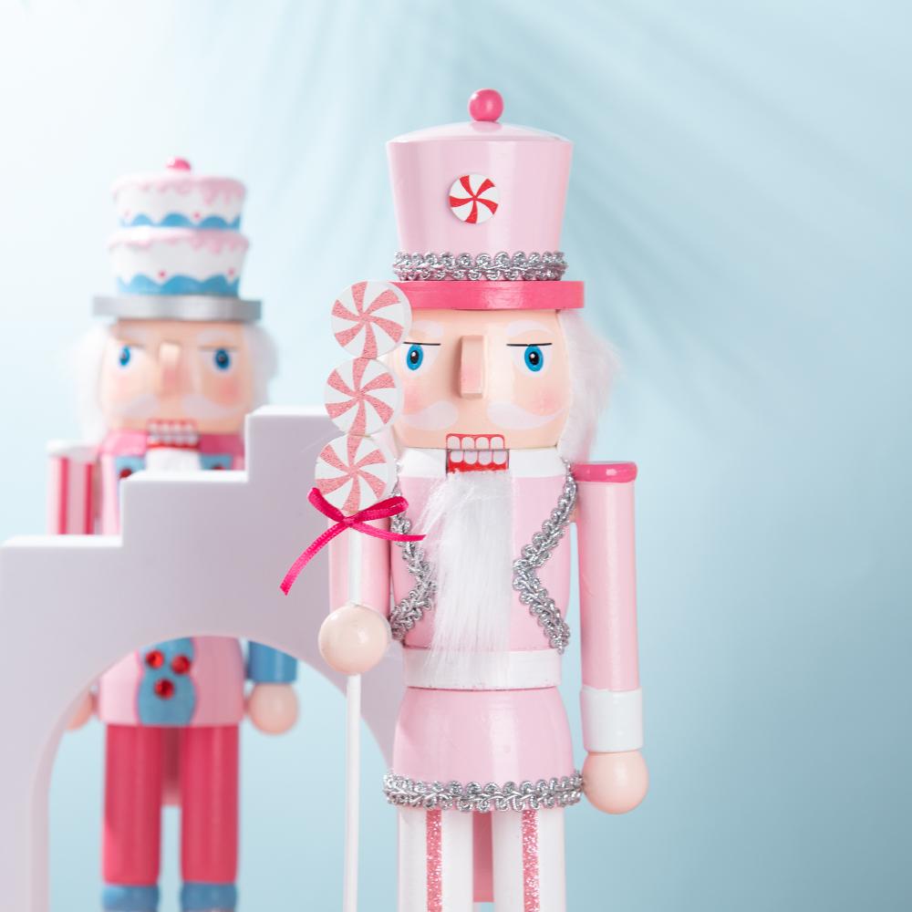Pink Candy Style Wooden Nutcracker Ornament