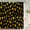 Modern Black And White Gold Star Pattern Print Shower Curtain With Hooks For Waterproof Durable Bathtub Curtains Bathroom Decor