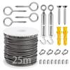 Stainless Steel Rubber-Coated Wire Rope Suspension Kit for Outdoor String Lights with Thimble Hook and Tensioner