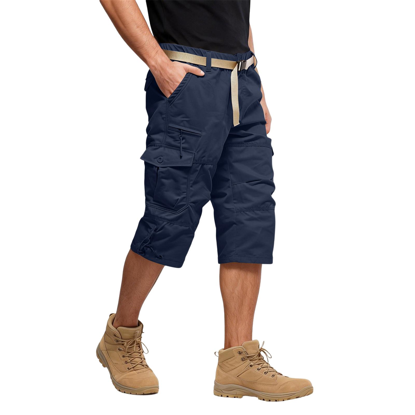 

Men s Casual Workwear Multi-Pocket Shorts XL Темно-синій
