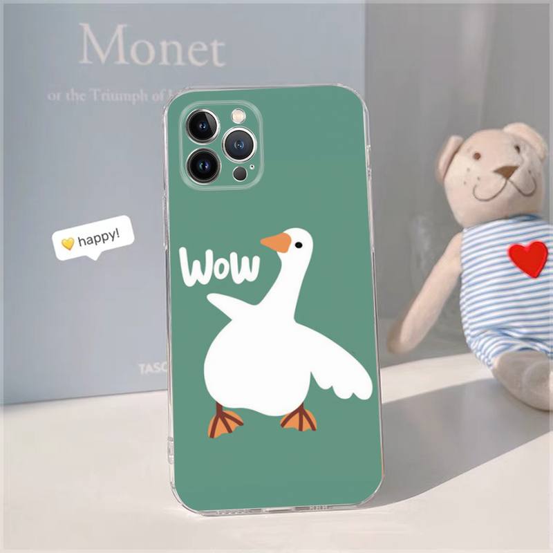 Cartoon duck Phone Case For iPhone 14 13 12 11 Pro Max XS X XR SE 2020 6 7 8 Plus Mini Transparent Shell