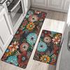 2 alfombras de cocina con estampado floral de colores vibrantes, resistentes al desgaste, antideslizantes, fáciles de limpiar, antiincrustantes