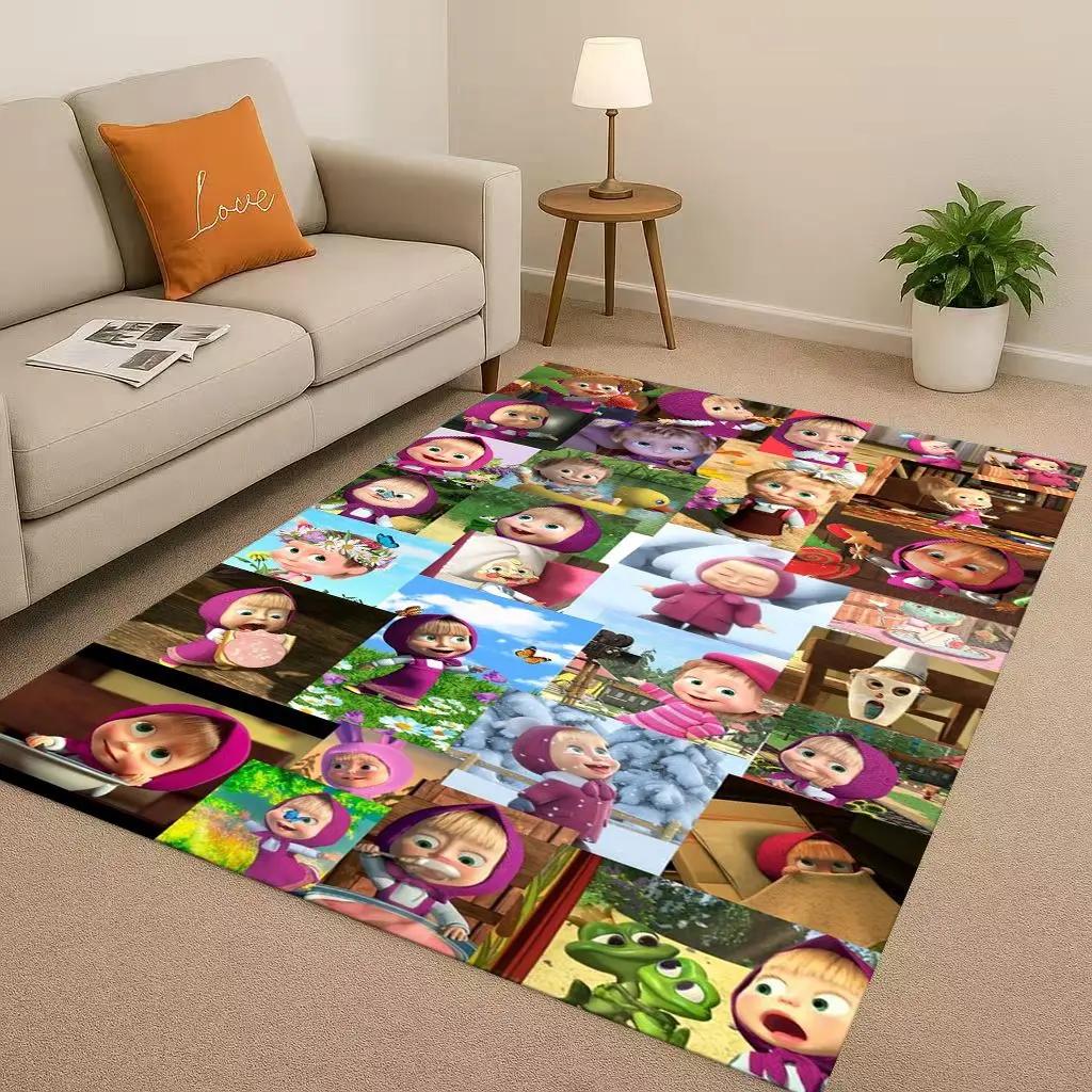 New Cartoon M-Masha And B-Bear Christmas Gift Living Room Non-Slip Area Rug Carpet For Bedroom Playroom Sofa,Home Decor Doormat