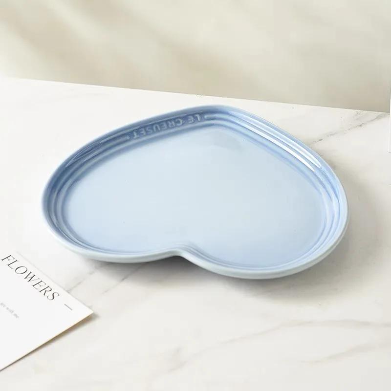 Rainbow Gradient Heart Shaped Dish Fashionable Western Dinnerware Fruit Salad Plate Ceramic Handmade Style