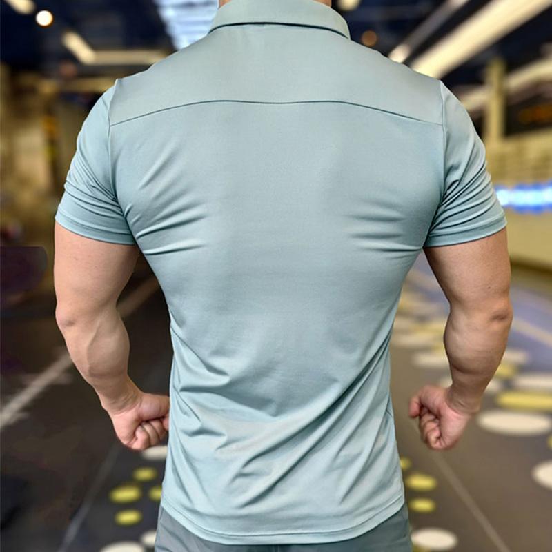 T-shirt da Corsa Sottile a Maniche Corte ad Asciugatura Rapida in Seta di Ghiaccio da Uomo, T-shirt da Fitness Larga con Scollo a Revers, Maglia da Calcio Basket, Abbigliamento Sportivo