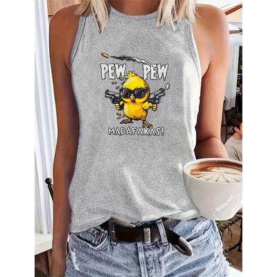 New Street Style Women's Tank Top 3D Double Gun Chick Print Women's Sleeveless T-shirt Outdoor Casual Women's Fashion Tank Top