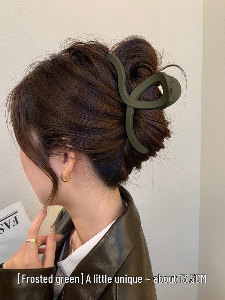 Premium Coffee-Colored Frosted Hairpin - Large All-Match Shark Clip for Elegant Hairstyles