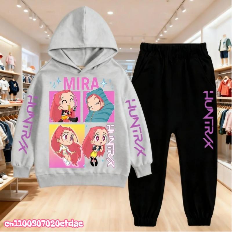 2025 Heiße Herbstmode KPop Dämonenjäger Print Kinder Set Hoodie+Hose Anzug 2-teiliges Set Kind Junge Mädchen Kleidung Lässiger Trainingsanzug