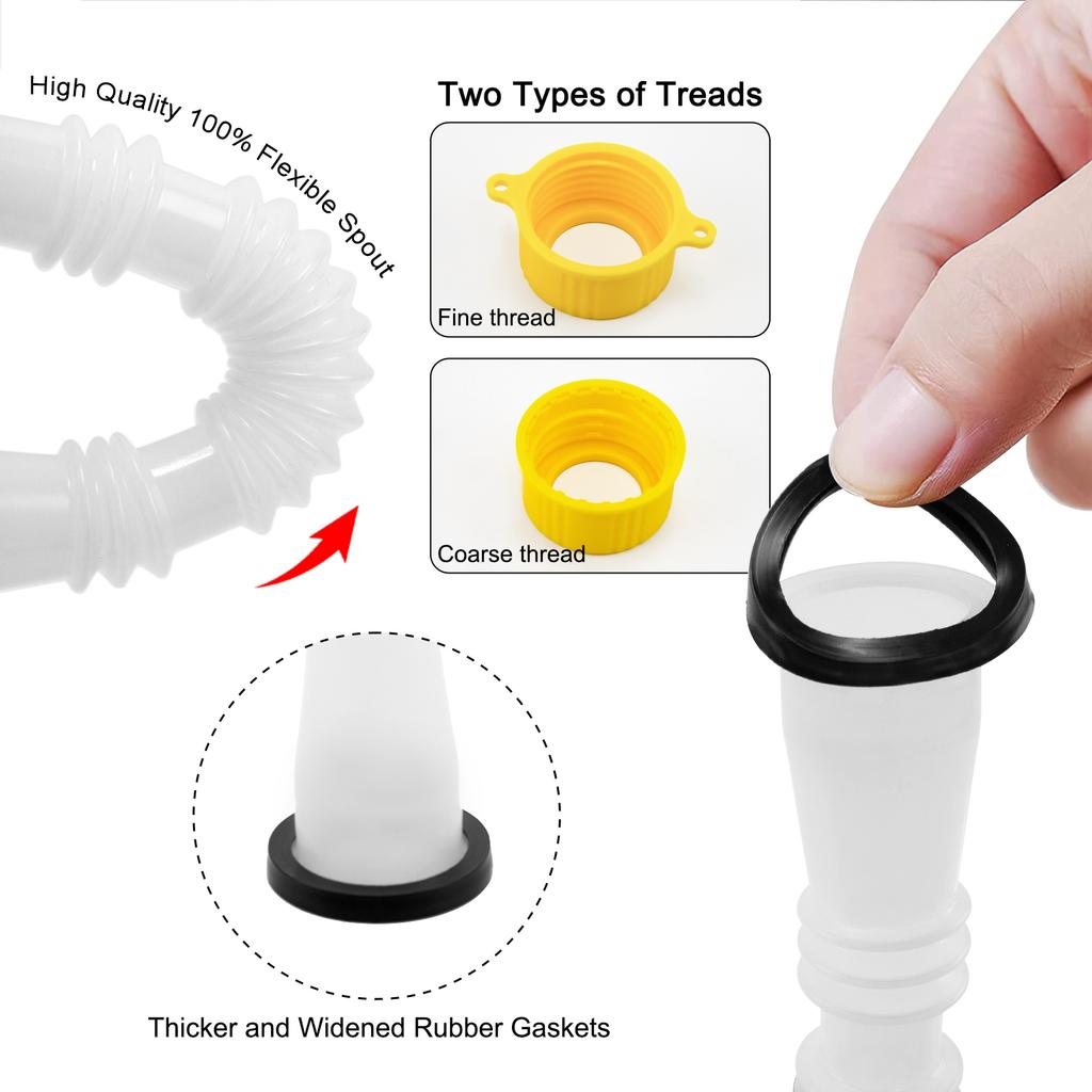1~5 Set Gas Can Spout Replacement Car Flexible Pour Nozzles Gasket Kit with Collar Caps Stopper and Spout Cover Car Accessories
