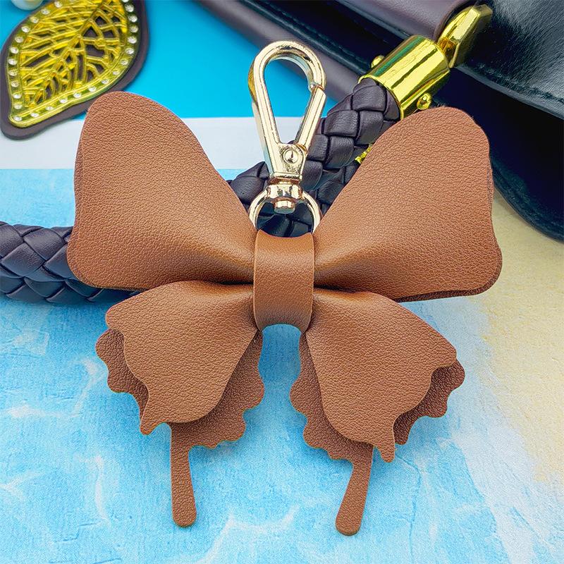 Leather Butterfly Keychain Pendant, Simple And Versatile Cartoon Leather Butterfly Ins Wind Bag Pendant