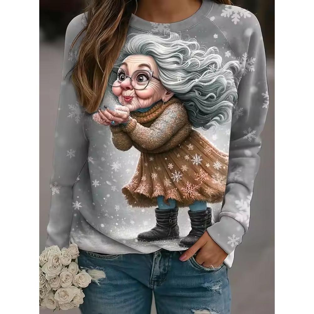 

Осінньо-зимовий пуловер Жіночий милий світшот з графікою кота Модний 3D-принт Круглий виріз Довгий рукав Топи Жіночий одяг Вуличний стиль L