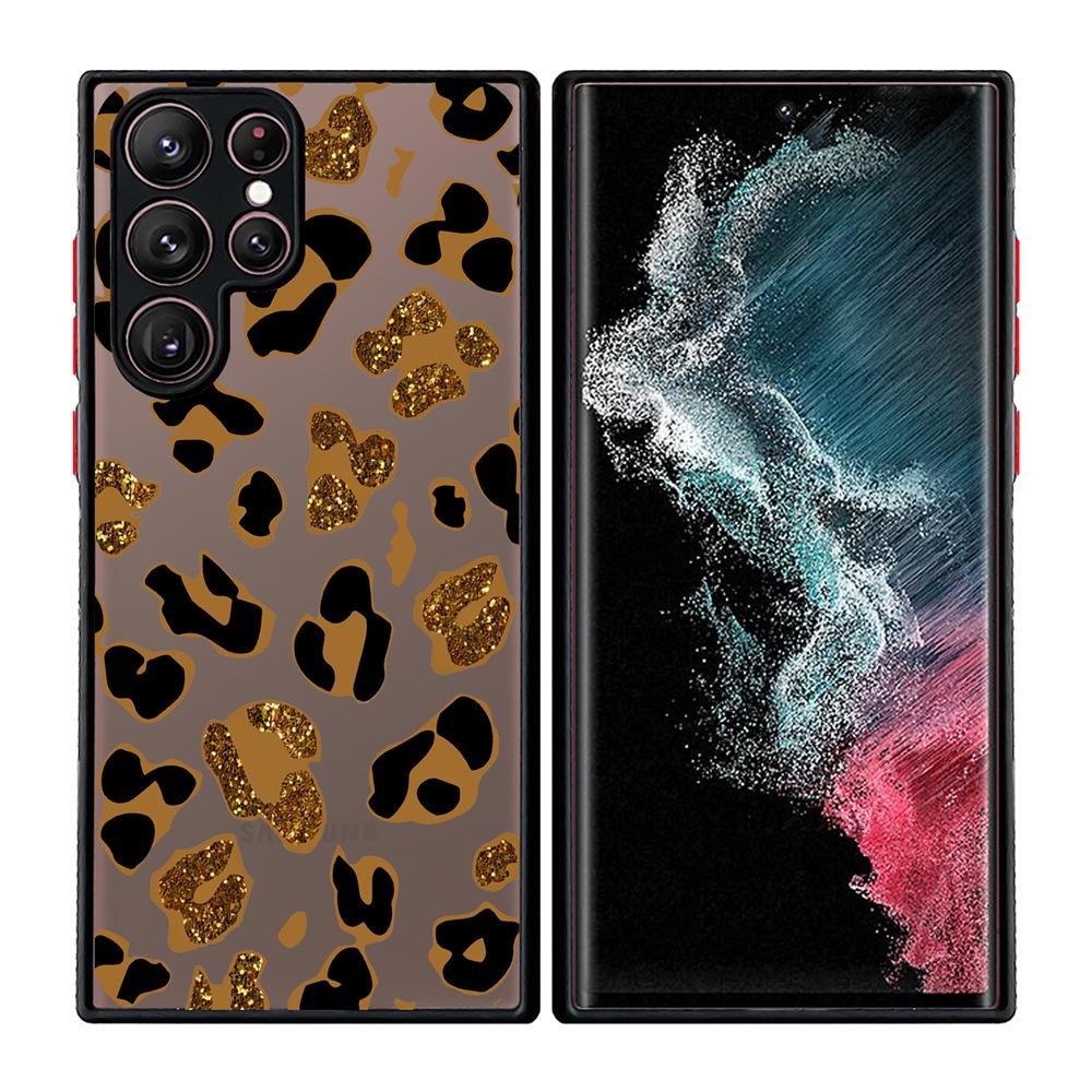 "Capa 2 em 1 para Celular com Estampa de Coração de Leopardo Pintado e Toque de Pele para Samsung S25 Ultra"