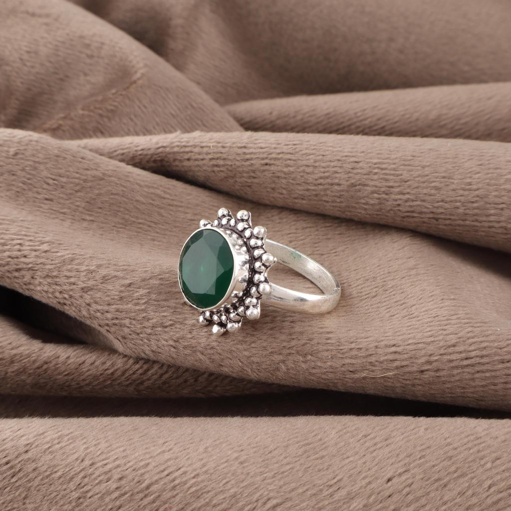 Green Onyx Gemstone Jewelry, 925 Solid Sterling Silver Ring, Handmade Beautiful Silver Ring For Anniversary Gift