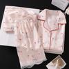 Girls Ice Silk 3-Piece Pajama Set Short Sleeve Sleepwear Kids 8 Years Cartoon Print Lightweight Air-Conditioning Suit
