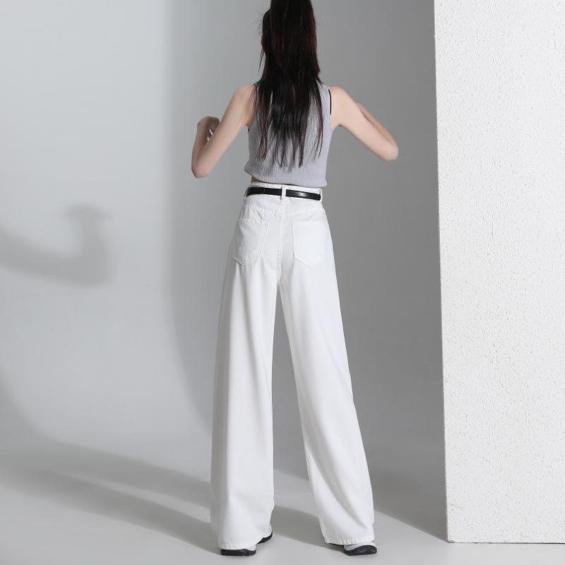 Women's White Tencel High-Waist Wide-Leg Jeans - Summer 2024 Collection
