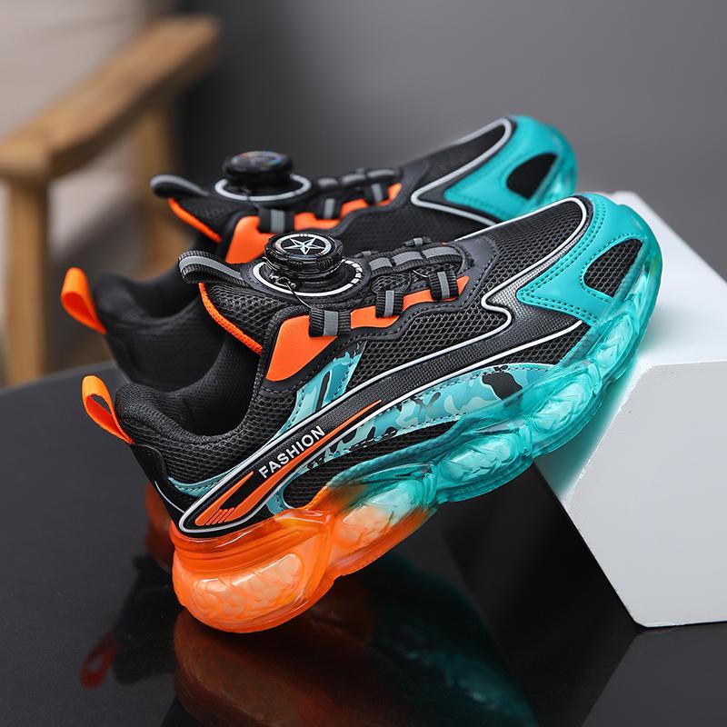 Boys' Shoes Spring Children's Non-slip Breathable Mesh Leather All-match Boys Sports Running Shoes