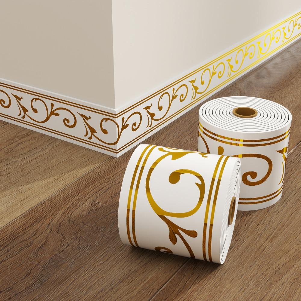 Thickened Self-Adhesive Skirting Board Waterproof Anti-Collision Decorative Baseboard Marble Pattern PVC