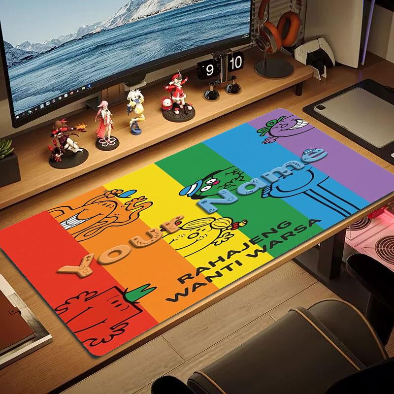 Mr. Men Little Miss Custom Name Large Size Mouse Pad Large Gaming Table Cushion Non-slip Laptop Tablet Big Mousepad XXL Mat Mini PC Playmat With Lock