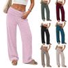 Women's High Waist Wide Leg Pants Color Soft Casual Trousers