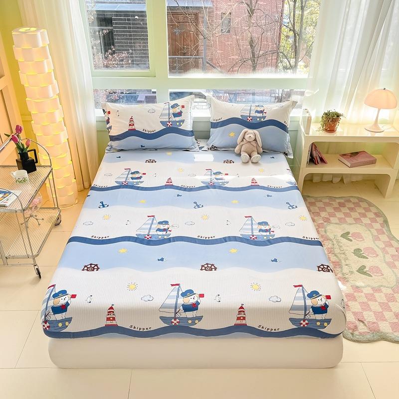 Pure Cotton Mattress Single Piece 100 Cotton Mattress Protective Cover, Bed Cover, Children's Boy Bed Sheet, Three-piece Mattress Model.