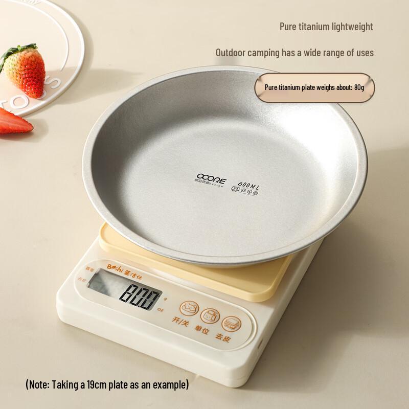 Pure Titanium Round Camping & Dinner Plate, 21cm