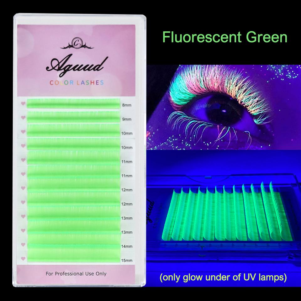 AGUUD UV Colored Eyelash Extension Individual Lash Faux Mink Classic Red Green Brown Blue Purple Pink Lash Colorful Makeup Lash