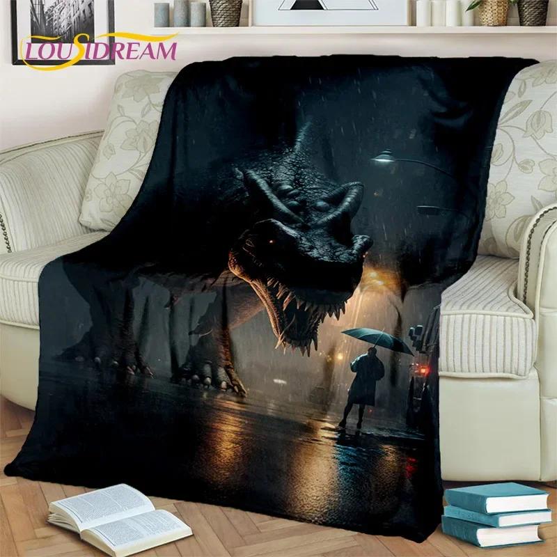 Jurassic Park Dinosaur 3D Cartoon Blanket,Flannel Throw Blanket for Home Bedroom Bed Sofa Picnic Office Hiking Leisure Nap Gift