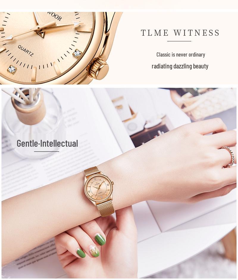 WWOOR Women's Mesh Band Quartz Waterproof Watch