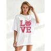 Oversized T Shirt Black Love Cat Face Print Casual Wear For Women
