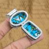 Sterling Silber Kupfer Blauer Türkisstein Vintage Jubiläumsanhänger Schmuck