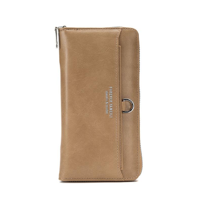 Artificial Leather Long Wallets for Women Men Fashion Zipper Purse Vintage Design Business Card Holder